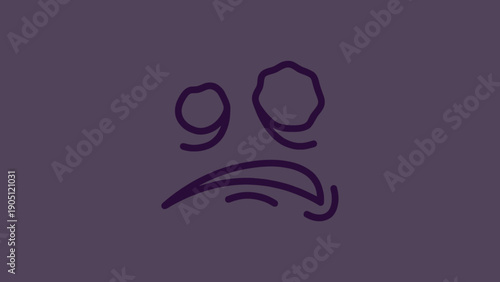 Simple cartoon drawing of a sad face with dark purple background.