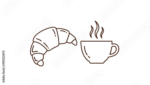 Croissant and coffee breakfast morning meal