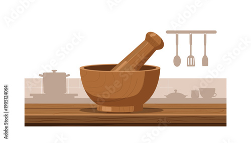 Mortar and pestle kitchen tool cooking