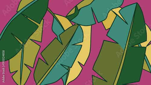 Vibrant Tropical Banana Leaves Pattern.