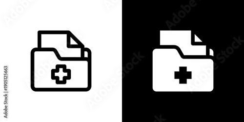 Medical Record icon concept with flat Black White Background. Vector illustration.