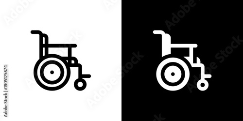 Wheelchair icon concept with flat Black White Background. Vector illustration.