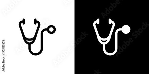Stethoscope icon concept with flat Black White Background. Vector illustration.