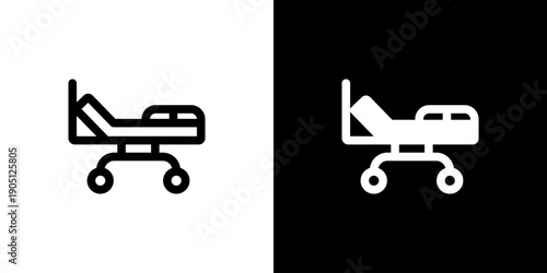 Hospital Bed icon concept with flat Black White Background. Vector illustration.