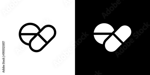 Medicine icon concept with flat Black White Background. Vector illustration.