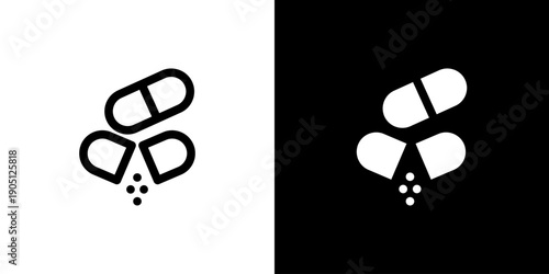 Capsule icon concept with flat Black White Background. Vector illustration.