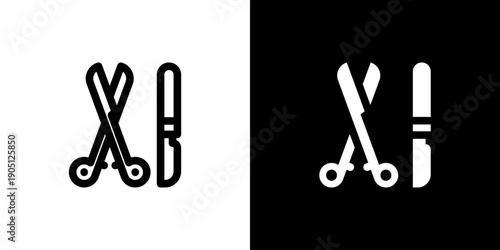 Scalpel icon concept with flat Black White Background. Vector illustration.