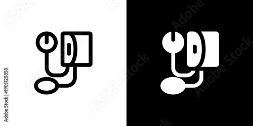 Sphygmomanometer icon concept with flat Black White Background. Vector illustration.