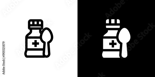 Syrup icon concept with flat Black White Background. Vector illustration.