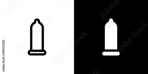 Condom icon concept with flat Black White Background. Vector illustration.