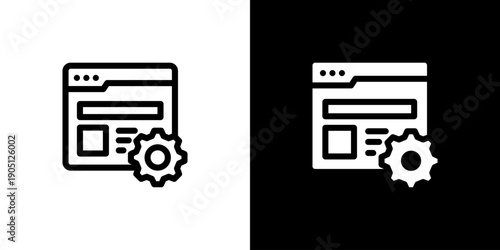Content Management icon concept with flat Black White Background. Vector illustration.