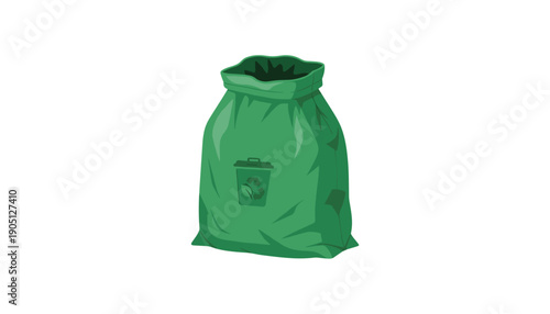 Green trash bag waste sack recycling