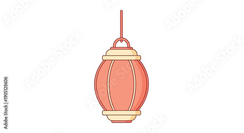 A vibrant red Chinese lantern suspended from above, showcasing traditional Asian culture and festive decoration viewed from a straightforward angle.