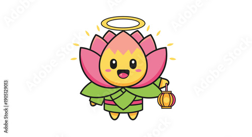 Cartoon Character with Halo and Lantern.