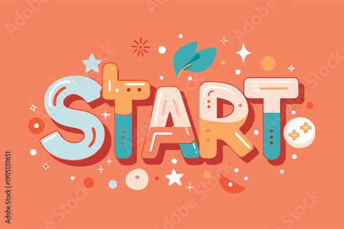 Vibrant start up concept with colorful typography and dynamic design elements