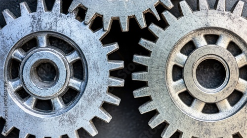 Close-up view of interlocking metal gears.