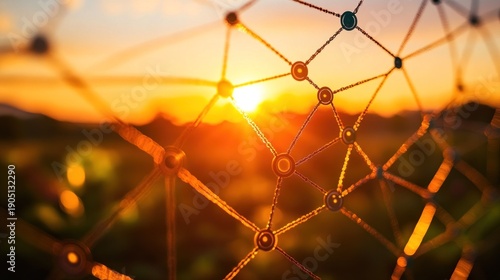 Sunset view through a network design.