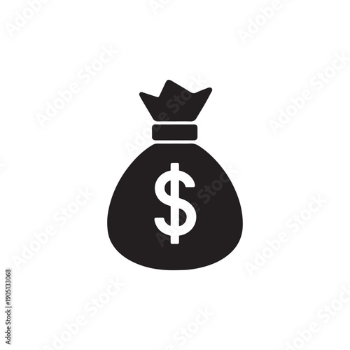 Money bag icon silhouette vector design art illustration.