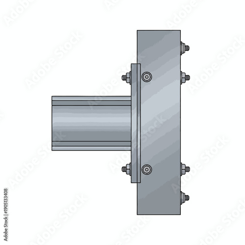 steel column and beam connection detail, clean flat engineering layout, neutral metallic colors
