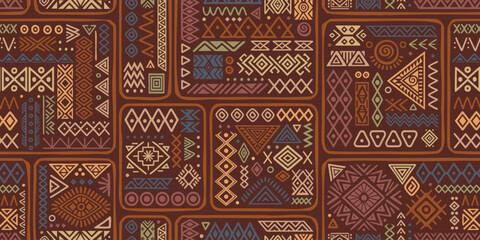 Papier peint photo Style bohème Motif ethnique africain géométrique tribal  © Valerii