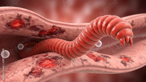 Intestinal Parasite Infestation Detrimental Effects on Colon Health Microscopic View