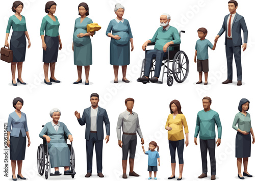 Family and community members of all ages, including pregnant women, elderly individuals, children, and people with disabilities, representing diversity.