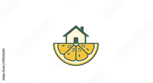 Citrus Home Concept: House on Orange Slice Logo