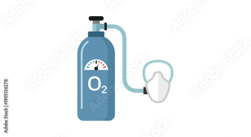 Oxygen Tank with Mask and Gauge - Medical Respiration Equipment Icon
