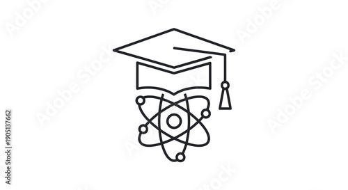Education Concept: Graduation Cap and Atom Symbol Icon