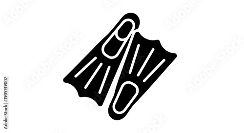 Black Flippers Icon for Swimming and Diving