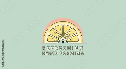 Refreshing Home Farming Logo with Orange Slice and House Icon