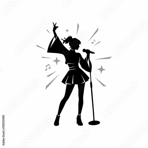 Silhouette of a Confident Woman Singing on Stage, International Women's Day Celebration Concept