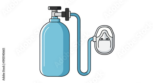 Medical Oxygen Tank and Mask Icon Vector Illustration