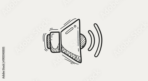Hand Drawn Speaker Icon with Sound Waves