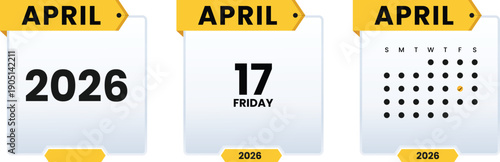 17 April 2026 Calendar Page Design with Highlighted Date Modern Minimal Vector Template for Planner Branding Social Media Marketing
