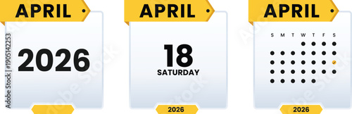 18 April 2026 Calendar Page Design with Highlighted Date Modern Minimal Vector Template for Planner Branding Social Media Marketing