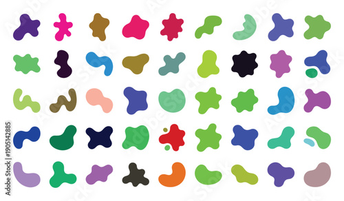 Collection of abstract colorful blob shapes vector design. Organic form liquid elements various colors