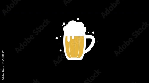 Beer glass concept icon loop animation video with alpha channel