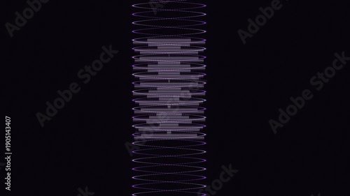 Wallpaper Mural Abstract Purple Geometric Structure Pulsating with Light on Black Background Torontodigital.ca
