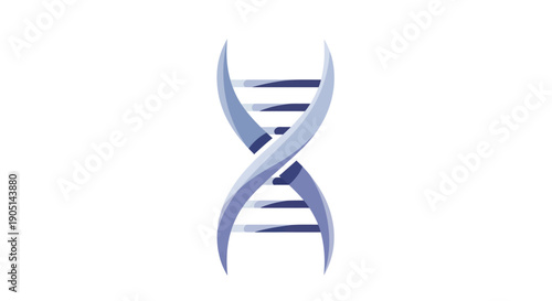 Blue DNA double helix helix on a white background, science and genetics concept
