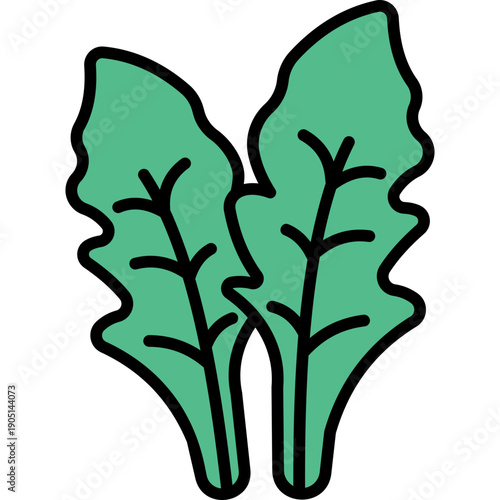 Arugula Leaf Line Filled Icon