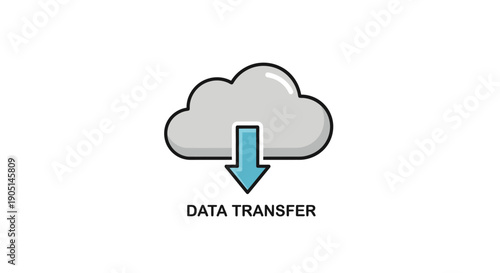 Cloud data transfer icons for digital storage and information sharing