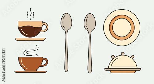 Kitchen cutlery icons for cooking dining and restaurant services