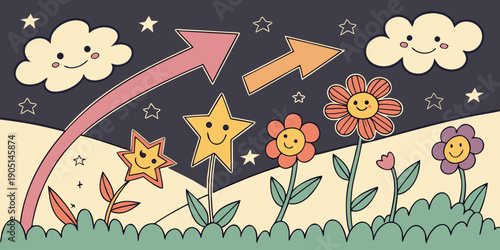 A vibrant and colorful illustration of fish jumping out of the water.