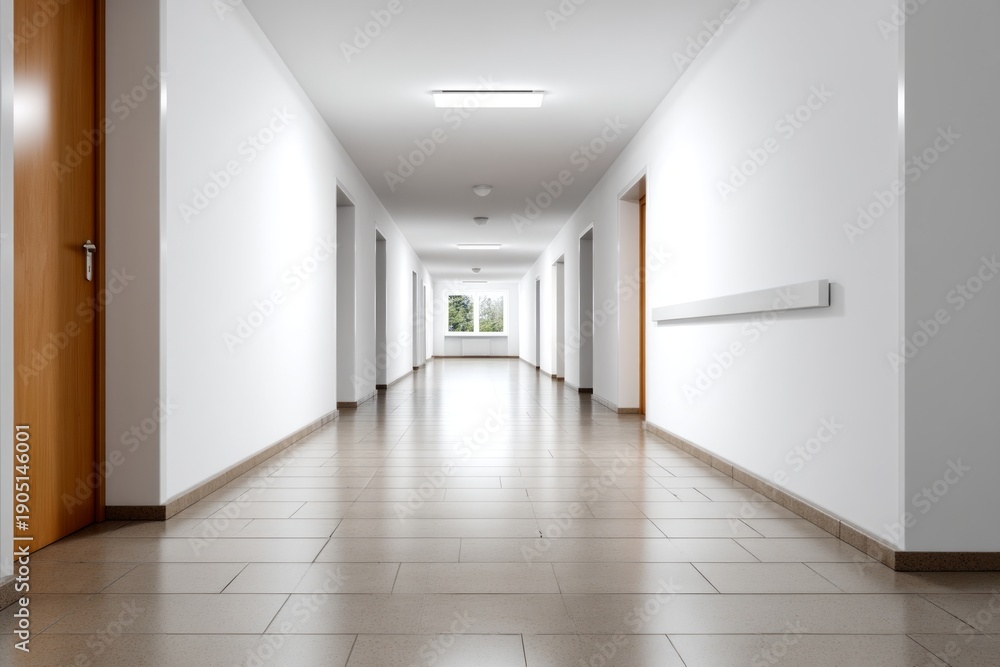 Obraz premium Minimalist Corridor Design in a Contemporary Prison Environment