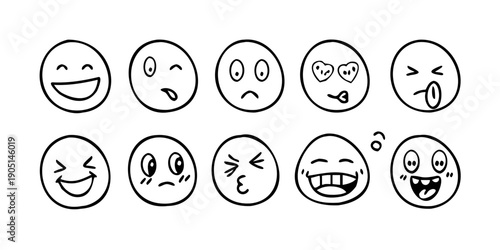 A collection of diverse emoticons expressing various emotions and reactions