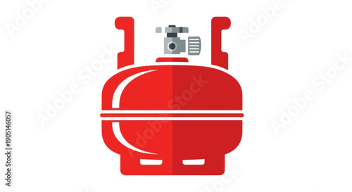 Red gas cylinder icon, clean vector illustration, isolated on white background.