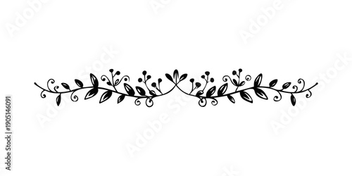 Intricate black and white floral decorative border design