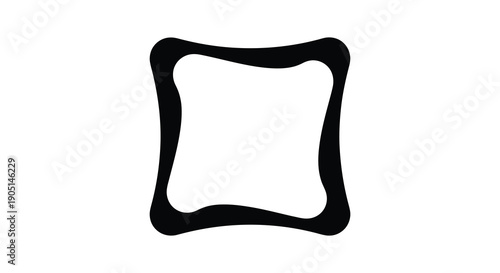 A simple black outline depicts a slightly distorted square shape on a stark white background high quality professional