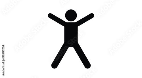 A simple black silhouette depicts a person with arms outstretched in a joyful pose high quality professional detailed